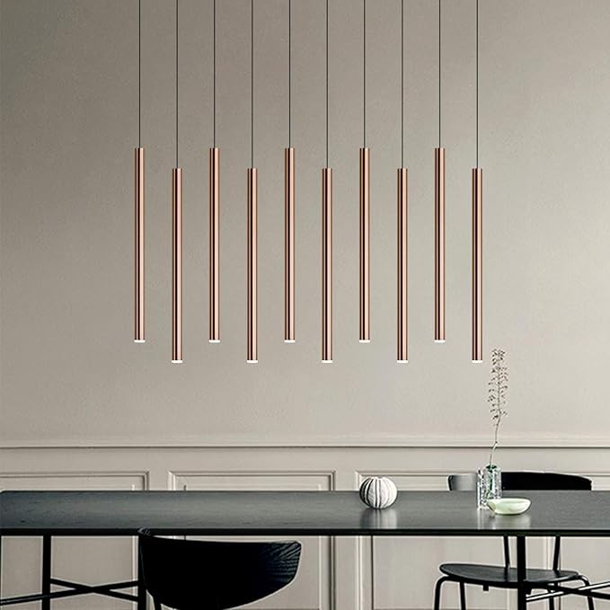 CANALIS 10 Mini Pendant Lighting Copper - LED Hanging Light Fixture for Kitchen Island, Bar, Foyer - Cluster Pendants - Dimmable, Adjustable Wire, Lamp Bulb Included