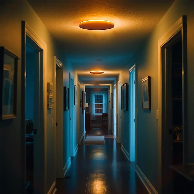 COLWATT 4-Pack 12 Inch LED Flush Mount Ceiling Light with Night Light, 24W 2600LM, 5CCT (2700K-6500K) & Dimmable, White Round Ceiling Light for Bedroom, Kitchen, Hallway