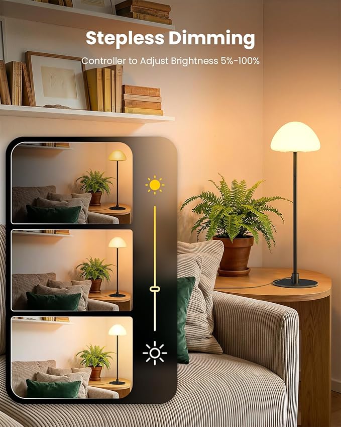 RGB Bedside Table Lamp with 3 Color Temperatures, Stepless Dimmable Desk Lamp 5%-100%, Flexible Gooseneck LED Night Light, 4 Power Supply Options for Bedroom Living Room Office Gift