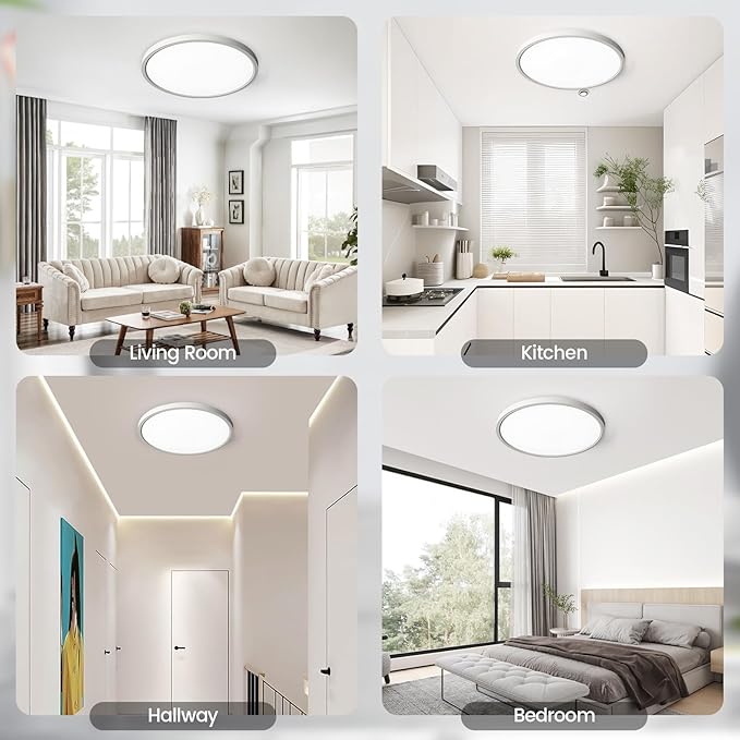 TALOYA Flush Mount Ceiling Light,12 Inch,20W,5000K Daylight Super Slim LED Ceiling Light for Bedroom, Living Room, Kitchen, Laundry and Hallway