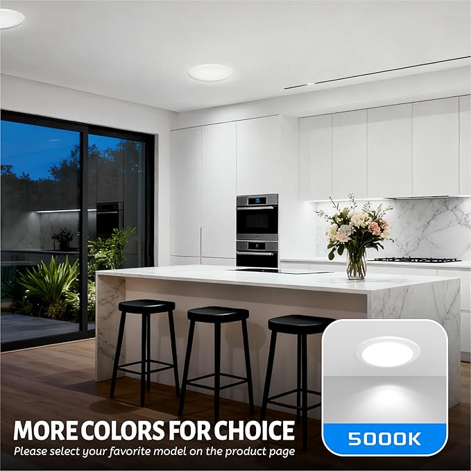 ECOELER 5/6 Inch Dimmable LED Disk Lights, 16.5W Recessed Retrofit Ceiling Downlight, 1000Lm 5000K Daylight, Low Profile Flush Mount Disk Light for J-Box or Recessed Can, ETL-Listed, 24 Pack