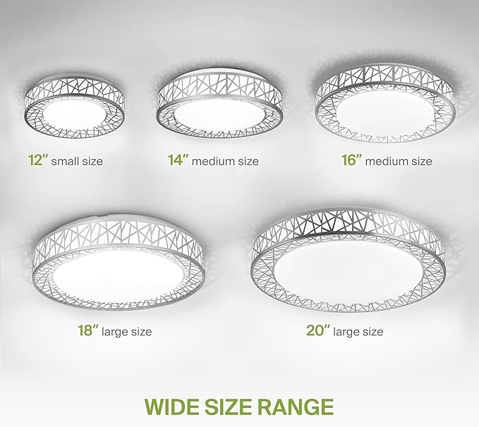 ASD 16 Inch LED Flush Mount Ceiling Light Fixture for Bedroom, 28W 1752LM 5CCT 2700K-5000K, Dimmable Lights, Dining, Living Room, Kitchen Lamps, Modern Home Lighting Fixtures, Nickel, ETL, 4 Pack