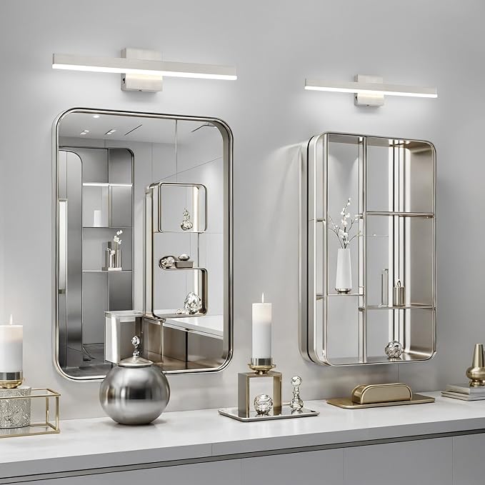 Nickel Bathroom Vanity Light 23.6 inch, 20W Dimmable 5CCT LED Bathroom Light Fixture Over Mirror Restroom-ETL Certificated