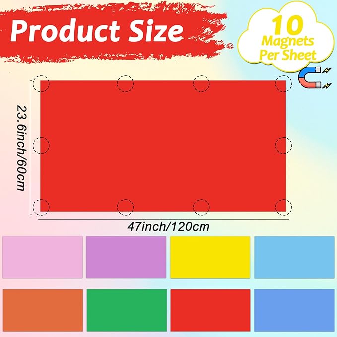 8 Pcs Fluorescent Light Covers with 80 Magnets Decorative for Classroom Ceiling Lights 4 x 2 Feet Magnetic Light Cover Filter Easy Install for Office Hospital Home Ceiling Supplies (Vibrant Color)