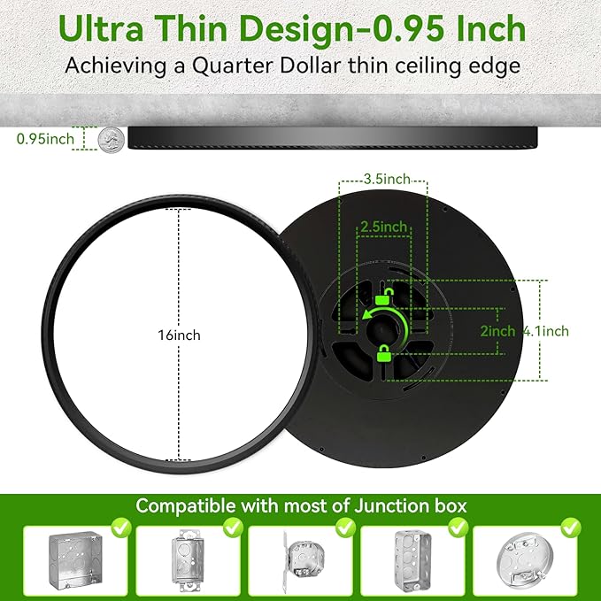 Led Ceiling Light, 42W 4500LM Ultra-Thin Surface Mount Light Fixtures, 15.8 Inch 3000K/4500K/6000K 3CCT Selectable Flush Mount Ceiling Light for Living Room, Bedroom, Kitchen