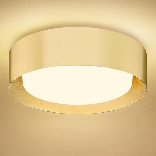 AUTELO Gold Flush Mount Ceiling Light, 16" 5CCT Ceiling Light with Frosted Glass in Gold Finish for Bedroom, C3336-40 BRZ LED