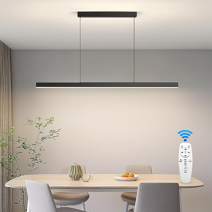 LED Island Lights, 71" LED Linear Pendant Light Fixtures,3300k-6500K Dimmable Pool Table Light with Remote, Modern Pendant Lights for Kitchen Dining Room Living Room Office Bar Billiard Table Light