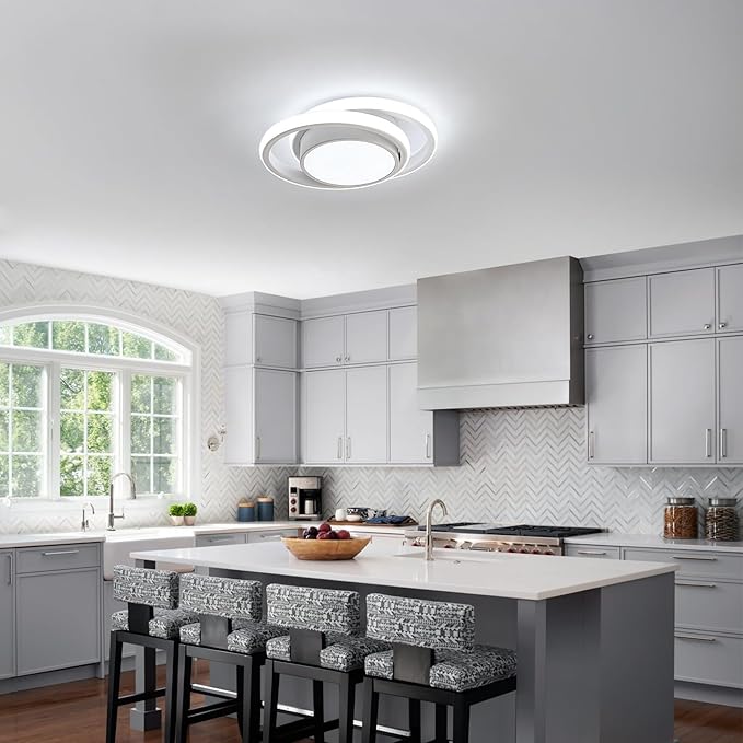 DELIPOP Modern LED Ceiling Light, 36W 2160LM Round Small Ceiling Lamp, (Cool White, 6500K) Aluminum Close to Ceiling Light Fixture for Hallway, Aisle, Corridor, Bedroom, Kitchen