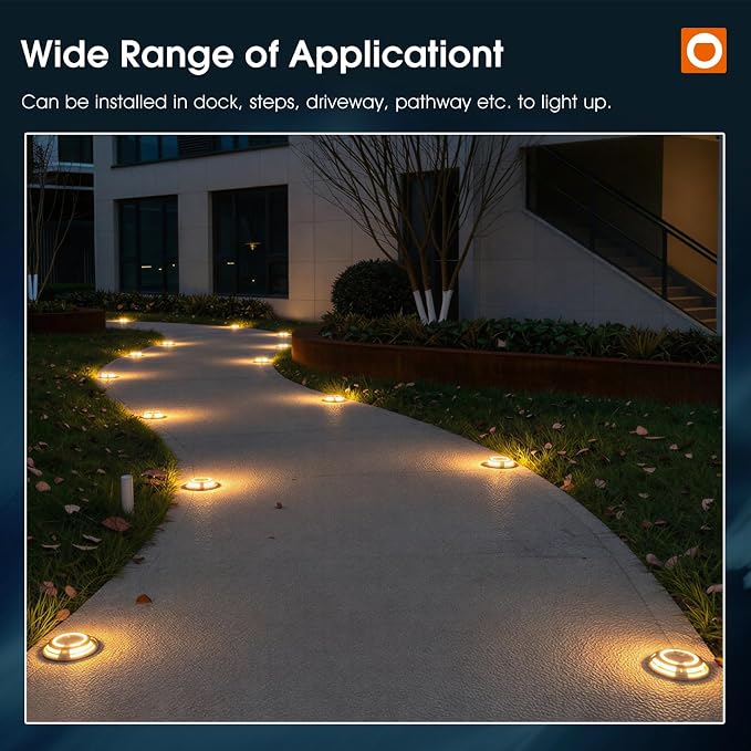 addlon Solar Driveway Lights Outdoor 8 Pack, 2 Color Modes LED Deck Dock Marine Waterproof Driveway Marker Lights for Step Sidewalk Stair Garden Pathway Walkway Yard (Warm White/Cool White)