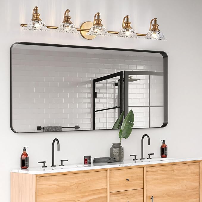 XIEDUN 37.4" Bathroom Light Fixtures 5 Lights Vanity Lighting Fixtures (Exclude G9 Bulb) Vanity Lights for Bathroom