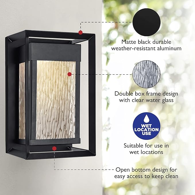 Design House Hartbrook Outdoor Integrated LED Wall Light with Clear Glass for Porch Entryway Patio, Matte Black, 589226-BLK