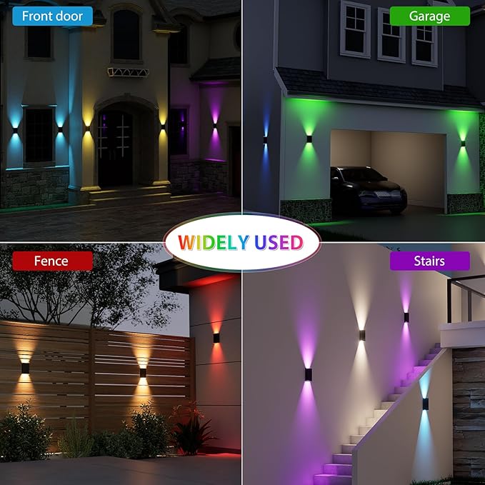 Solar Lights Outdoor,8 Lighting Modes Dusk to Dawn Lighting Wall Sconce IP67 Waterproof Up and Down Solar Wall Light Front Door Light for House, Garage, Porch, Doorway,Fence (8 Pack)