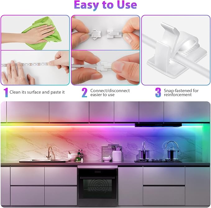 6Pcs Under Cabinet Lights Kit,Music Sync Color Changing LED Lights with RF Remote and APP,Dimmable Flexible Cabinet Lights,5V USB Under Cabinet LED Lighting for Counter Shelf Bookcase TV Back-6x1.64ft