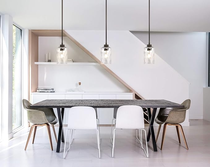 XiNBEi Lighting Pendant Lighting 1 Light Mini Pendant Light with Glass, Modern Adjustable Kitchen Hanging Ceiling Light Dark Bronze Finish XB-P1227-DB