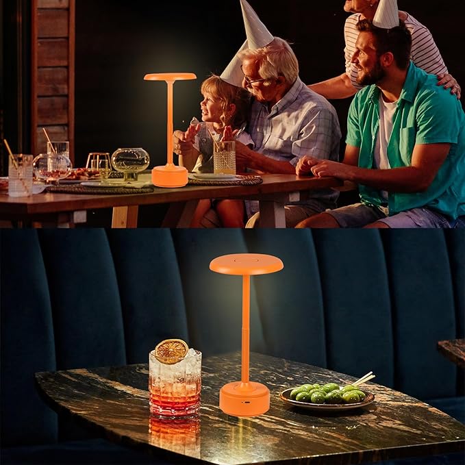 HAPYGI 5200mAh Rechargeable Cordless LED Table Lamps Touch Sensor Light, 3-Levels Portable Dimming Wireless Battery Operated Lamp,Night Light/Restaurant Table/Outdoor/Coffee/Bar (Orange)