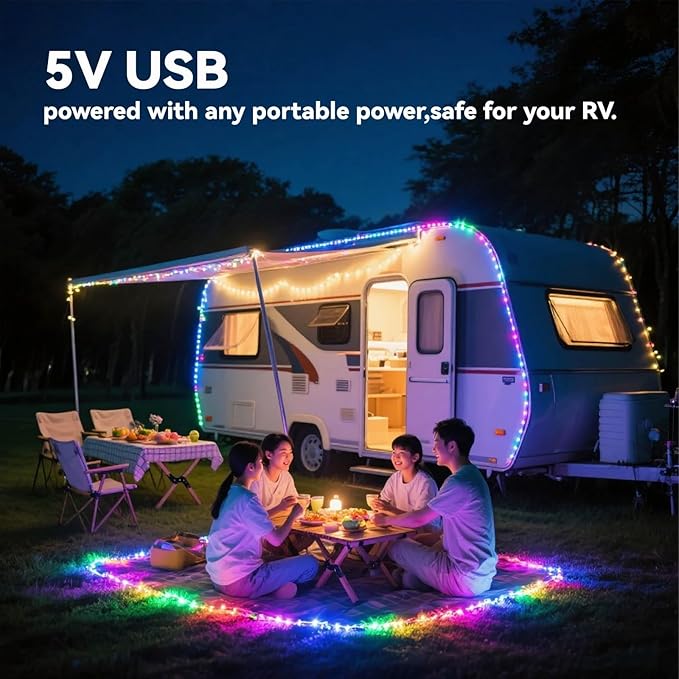 Color Changing Fairy Lights with Remote, USB 32.8ft RGB+IC Light Twinkle Bluetooth APP Control,Dimmable Xmas Music Sync Lights Timer IP67 Waterproof for Christmas Tree Indoor Outdoor Decor