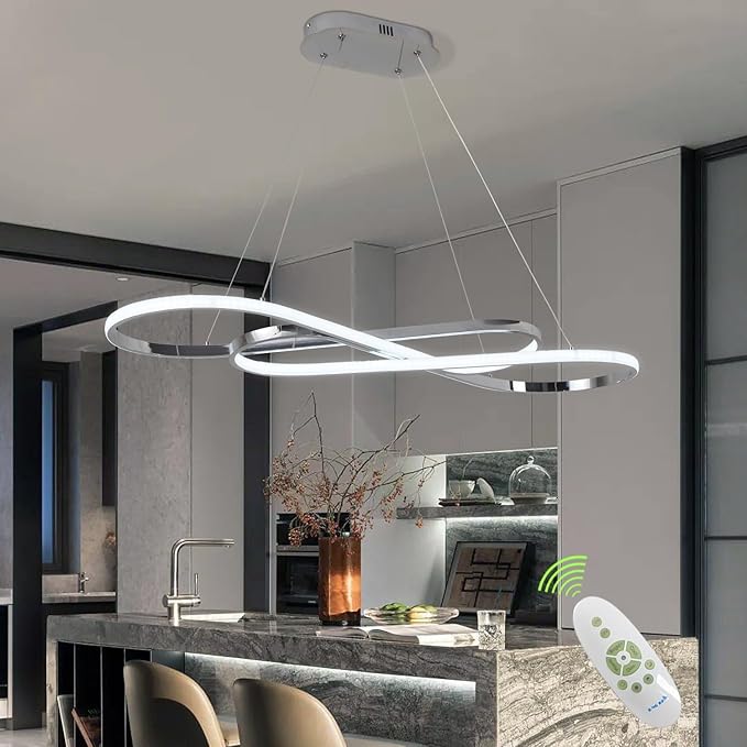 Modern Pendant Light Kitchen Island Lighting Dimmable Modern Led Chandelier for Dining Room Light Fixture Over Table with Remote,Minimalist Led Ceiling Handing Pendant Lamps