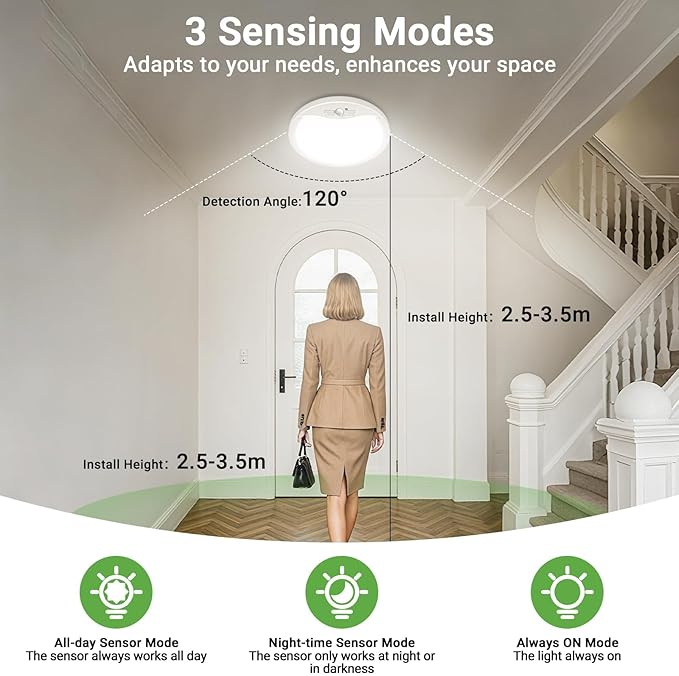 zemty 4Pack 9inch Motion Sensor Ceiling Lights Wired,18W 1800lm 3CCT/3 Mode/30-120s Timer, Bright White LED Flush Mount Light Fixture Motion Activated for Closet Pantry Hallways Stairwells Garage