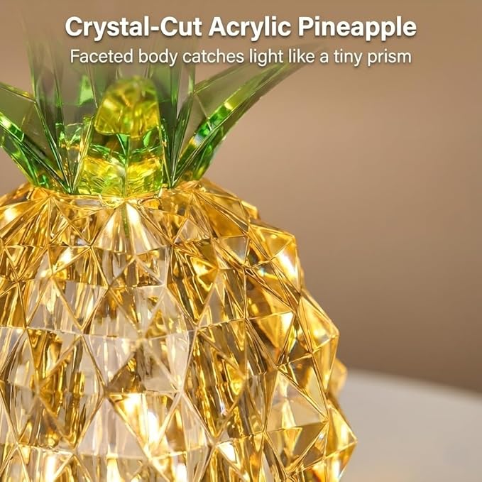 Pineapple Baby Night Light for Nursery, Battery Powered Pineapple Lamp for Home Living Room Bedroom Kitchen Office Decor, Crystal Tropical Decor Valentines Day Birthday Gifts for Him Her Kids Women