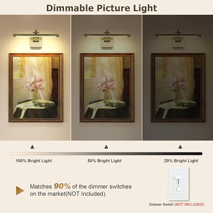 DESOOP Picture Lights for Wall Hard-Wired Antique Bronze Picture Lighting Dimmable Art Light LED Gallery Lighting for Wall Portrait Artwork 15.75 inch 7W 2700K