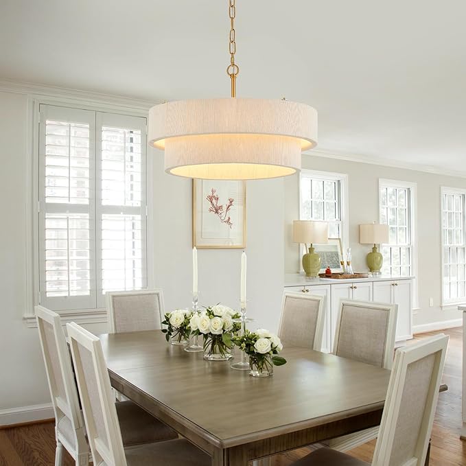 20”Hand Woven Rattan Chandelier Boho Pendant Light Adjustable Coastal Pendant Light for Kitchen Island Dining Living Room, White, UL Listed
