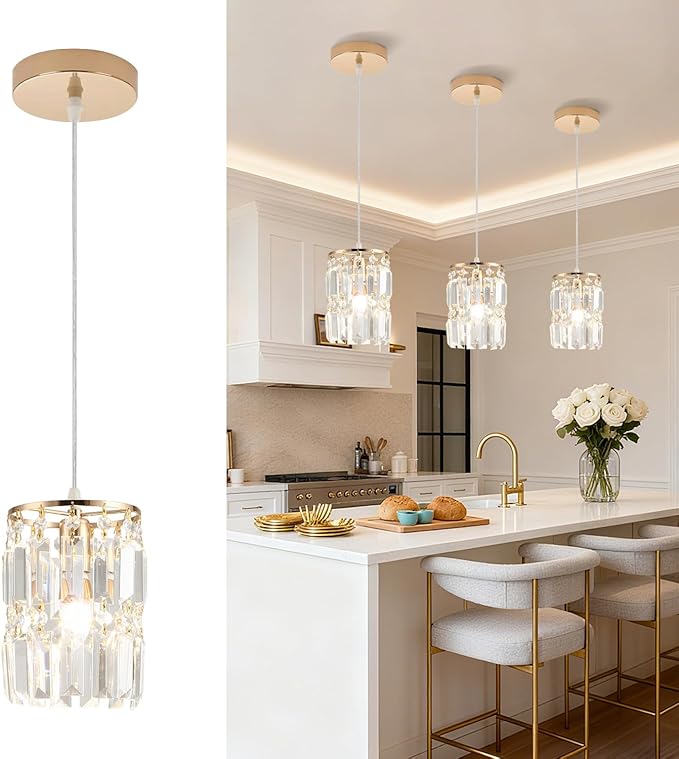 Rose Gold Pendant Lighting Modern Pendant Light, Mini Island Lights for Kitchen, Adjustable Pendant Lights for Kitchen Island Dinning Room Bedroom (1 Pack)