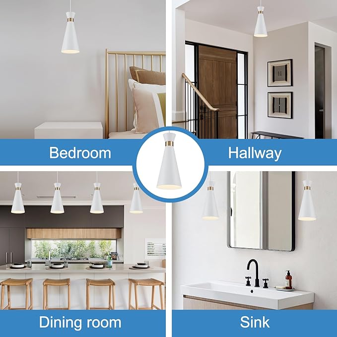 2026 New Gold White Pendant Lights Kitchen Island Lighting, 5.9" Mini Small Modern Pendant Light Fixtures 1 Pack, 13“H kitchen pendant lighting over Island Lights for Kitchen Bar Sink Dining Room
