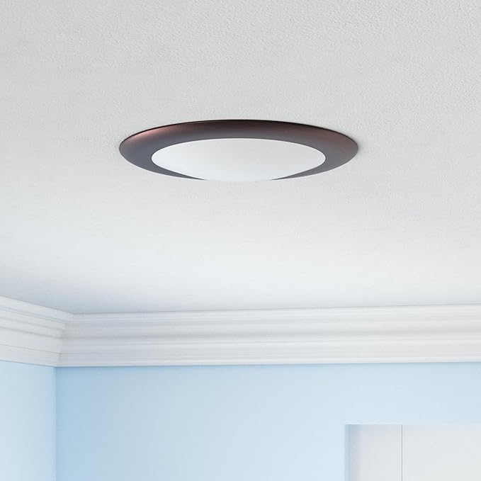 ECOELER 6 Inch Dimmable LED Disk Light, Round Flush Mount Recessed Retrofit Downlight, 16.5W 1000Lm, 3000K Warm White, Aluminum Baffle Bronze Trim, ETL & FCC Listed, 10 Pack
