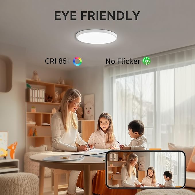 MODERN 12-Pack Super Thin 9inch 2800lm Flush Mount LED Ceiling Light White, 5000K Daylight, Undimmable Ceiling Light Surface Mount for Bedroom, Living Room, Dining Room, Garage, Office