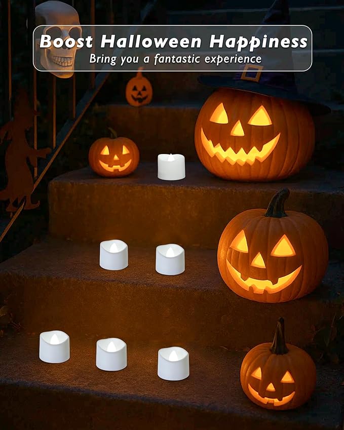 Raycare 24 Pack Cool White Battery Operated Tea Lights, 200+Hour Electric Flickering Flameless Candles, Realistic Votive LED Tea Lights for Wedding Party Table Thanksgiving Christmas Decorations