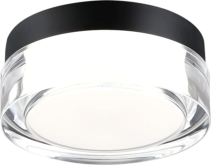 6 inch Flush Mount Ceiling Light Fixture, 3CCT LED Ceiling Lights, Black Modern Dimmable Lighting for Closet Hallway, Crystal Prismatic Featured, 3000K/4000K/5000K