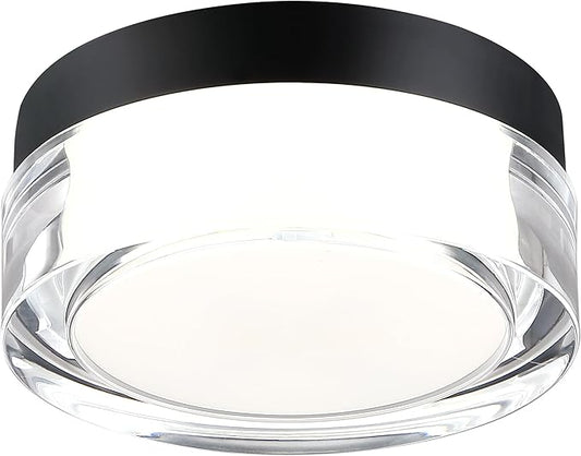 6 inch Flush Mount Ceiling Light Fixture, 3CCT LED Ceiling Lights, Black Modern Dimmable Lighting for Closet Hallway, Crystal Prismatic Featured, 3000K/4000K/5000K