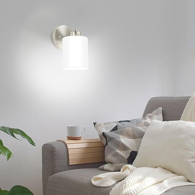 Frosted Wall Sconce Set of Two,Brushed Nickel Bathroom Vanity Lights,Modern Vanity Light,Farmhouse Wall Light Fixtures for Bathroom,Livingroom,Hallway