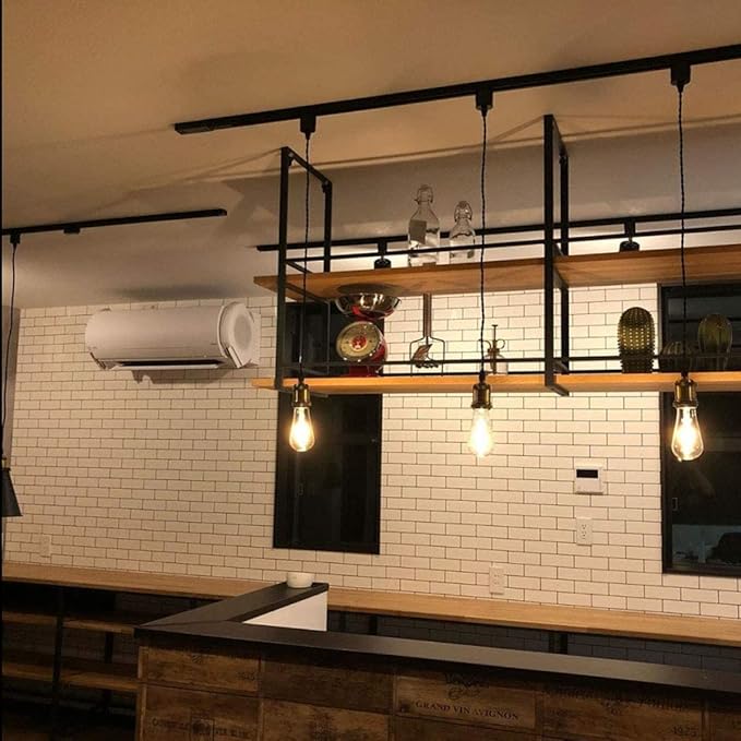 Kiven 3-Light H-Type Wire Track Light Pendants, 39.4 Inch Cord Length Black Weave Rope, Restaurant Chandelier Decorative Pendant Light Industrial Factory Pendant Lamp 3 Pack,Bulb Not Included（Gold）