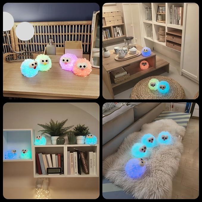 Plush Night Light Cute LED Table Lamp Cozy Dimmable Nightlight Trendy Rechargeable Bedside Lamp Funny Desk Decor Lamp for Halloween Christmas Birthday Gift (BMSE)