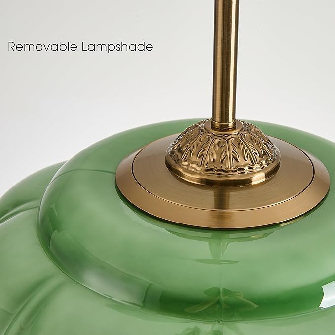 Green Milk Glass Ceiling Light Fixture, 15" Semi Flush Mount Pendant Light with Antique Brass Finish, Schoolhouse Light Fixture - Antique Chandelier for Kitchen, Hallway, Dining Room