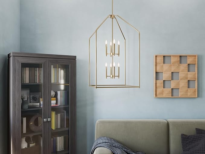 Kichler Madden 43" 8 XL Light Foyer Pendant in Champagne Bronze, Soft Modern Fixture, for Foyer, Over Large or Dining Room Table, (43" x 24.25"), 52724CPZ