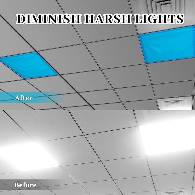 VIHOSE 4 Pcs 2 x 2 Feet Fluorescent Light Covers for Ceiling Lights Classroom Magnetic Light Filters for Reducing Harsh Glare Flicker for Office Classroom Home Drop Ceiling(Pure Style)