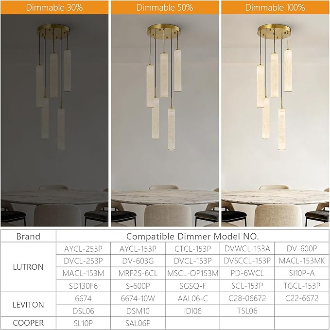 LMQNINE Natural Alabaster Pendant Lights for Kitchen Island White Marble Long Tube Chandelier 4000K Modern Gold Ceiling Light Fixtures for Bedroom Dining Room Table Living Room Hallway(M-5Light)