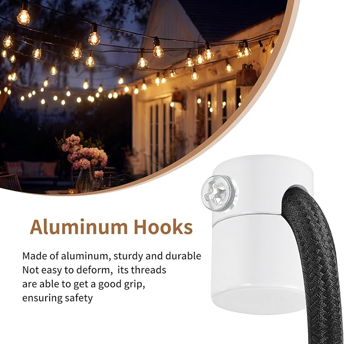 Upgrade 0.46’’ Big Hole Ceiling Hooks for Hanging Lights，Aluminum Ceiling Hook for Light Fixture, White Adjustable Swag Hook, Pendant Lights Hook, Swag Hooks for Hanging Lamp Shades (6 Pack)