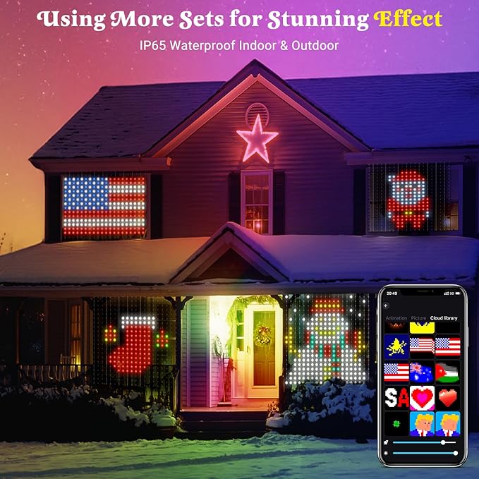 CoziTech Smart Curtain Lights 400 LED, Color Changing LED Curtains Light 6.6 * 6.6 FT, DIY Fairy String Light Curtain for Bedroom Backdrop Party Indoor Outdoor Holiday Decor (APP +Remote Control)