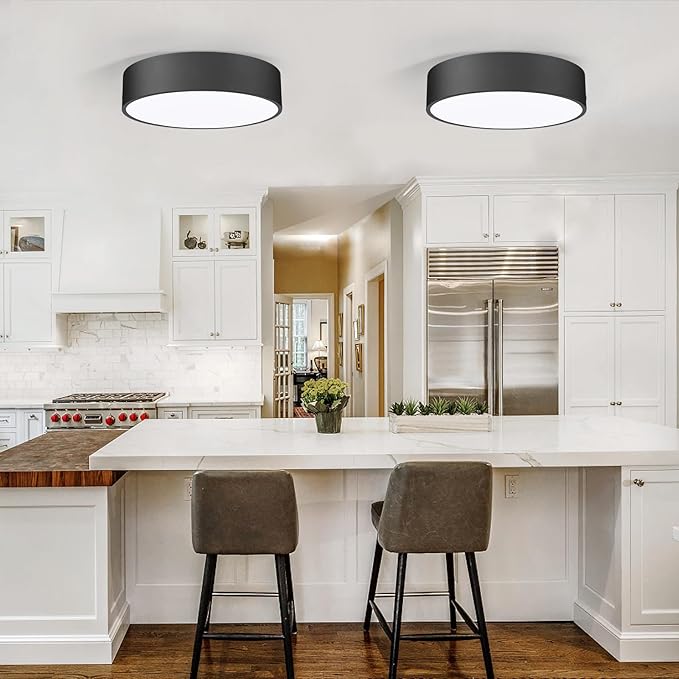 Flush Mount Ceiling Light,11.8 inch 2-Light Close to Ceiling Light Fixture,Matte Black Indoor Lighting Fixtures Ceiling for Bedroom Foyer Kitchen Entryway,Closet and Hallway
