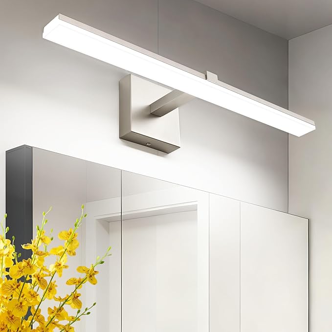ZUZITO 24 Inch Vanity Lights for Bathroom Brushed Nickel Over Cabinet Arm Wide LED Bar 18W 1440lm 6000K