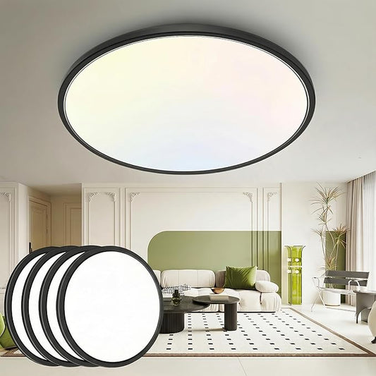 hepside 15.8INCH 4Pack Big Dimmable Flush Mount Ceiling Light Fixture Black, 3CCT 3000/4500/6000K Ceiling Lamp, 36W 4200LM Super Bright Low Profile Light for Bedroom, Kitchen, Bathroom, Hallway