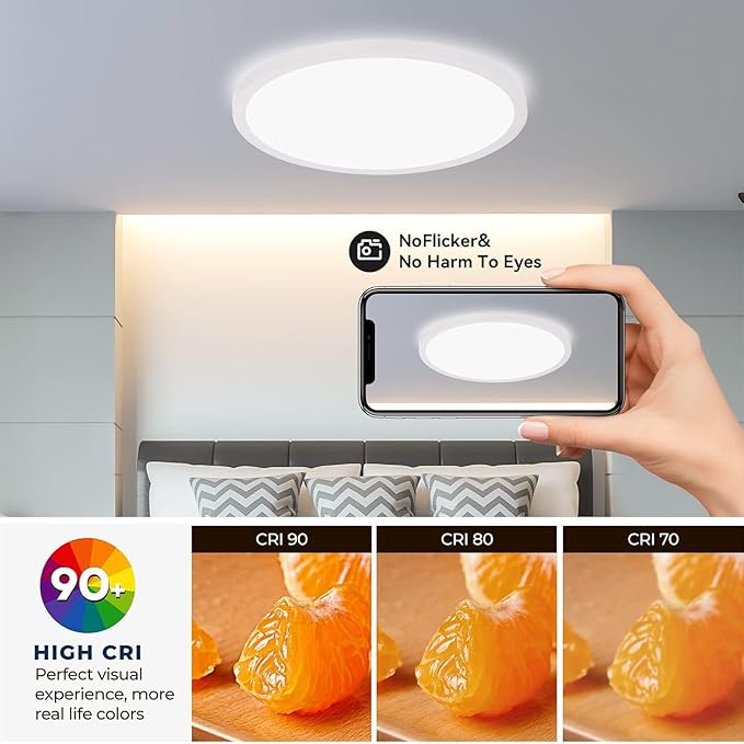4Pack 12Inch 3200LM LED Ceiling Light,28W 3 Color Changeable (3000K/4000K/6000K),120V Slim Surface Mount Ceiling Lights Fixture for Kitchen Bedroom Living Room