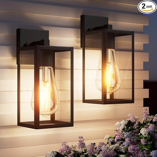 13'' Outdoor Lighting Fixtures Wall Mount, Exterior Front Porch Lights for Outside, Wall Lantern Lamps Waterproof, Black Sconce Coach Lights for House, Garage, Patio