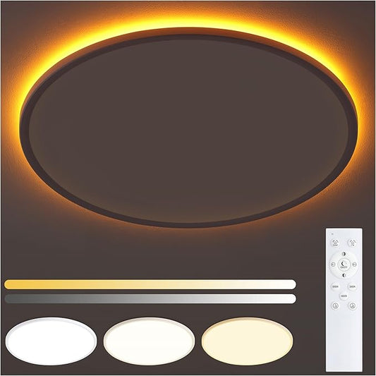 Flush Mount Ceiling Light with Night Light, 19in LED Ceiling Lights with Remote Control, 1800K Nightlights & 3000-6500K Dimmable Lamp Fixture, 45W 4500LM Low Profile for Bedroom, White