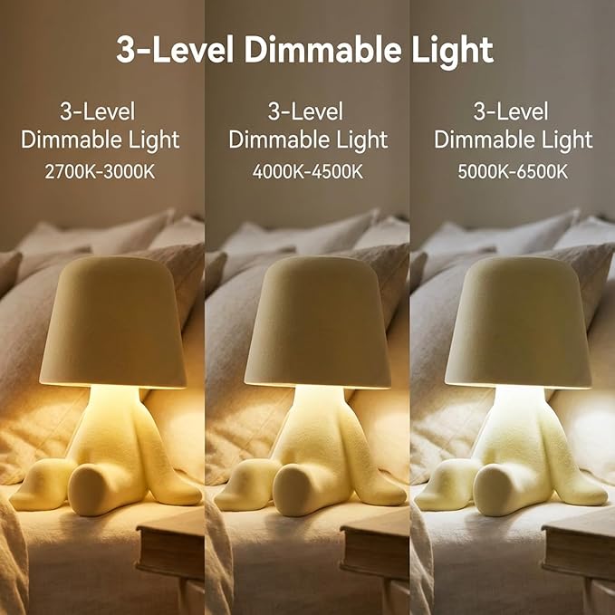 Bedside Touch Control Table Lamp, Golden Decor Thinker Statue LED Table Lamp With USB Port, 3 Way Dimmable Modern Night Light Nightstand Lamp For Home Living Room Office Shelf Decor (yellow-D)
