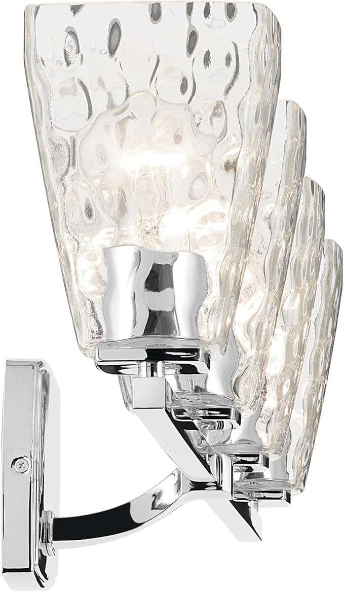 Kichler Marant 4-Light Bathroom Vanity Light Fixture 33.25" Chrome with Clear Water Glass Shade Over Mirror for Modern Powder Room and Bathroom Lighting (33.25" W x 9.5" H), 55217CHWTR