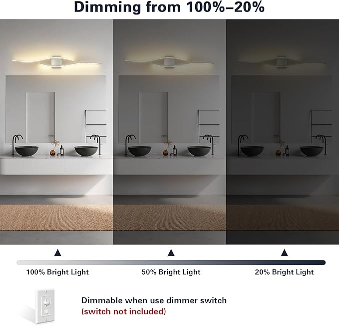 Joossnwell Brushed Nickel Vanity Light for Bathroom Lights Fixtures Modern 5CCT Dimmable Vanity Lights Bar 39.37 Inch Led Bath Light Fixtures Over Mirror